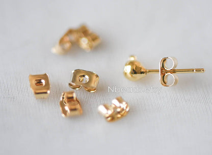 20pcs Gold plated Brass Ear Nuts, Earring Back Stoppers 5mm/ 7mm, Jewelry Findings Wholesale (#GB-142)