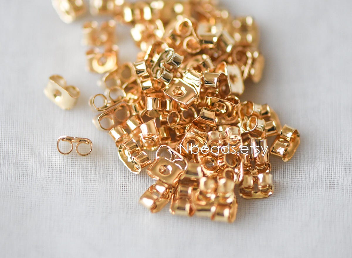 20pcs Gold plated Brass Ear Nuts, Earring Back Stoppers 5mm/ 7mm, Jewelry Findings Wholesale (#GB-142)
