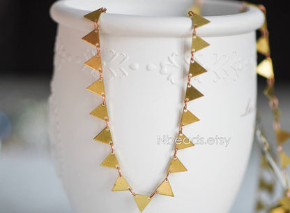 Unplated Raw Brass Triangle Chain 7mm (#LK-031)/ 1 Meter=3.3ft