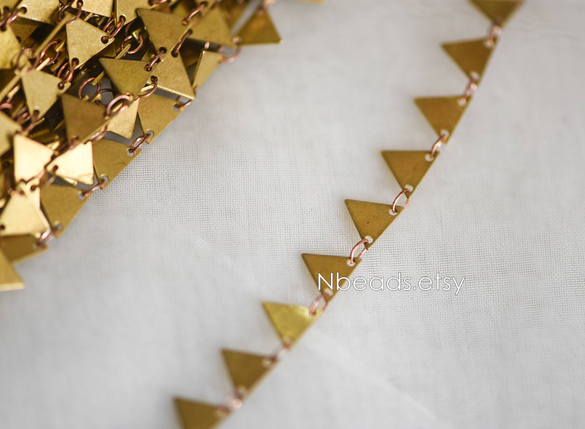 Unplated Raw Brass Triangle Chain 7mm (#LK-031)/ 1 Meter=3.3ft