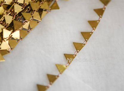 Unplated Raw Brass Triangle Chain 7mm (#LK-031)/ 1 Meter=3.3ft