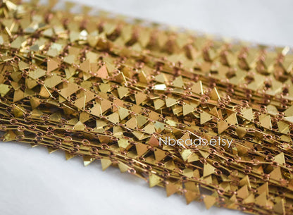 Unplated Raw Brass Triangle Chain 7mm (#LK-031)/ 1 Meter=3.3ft