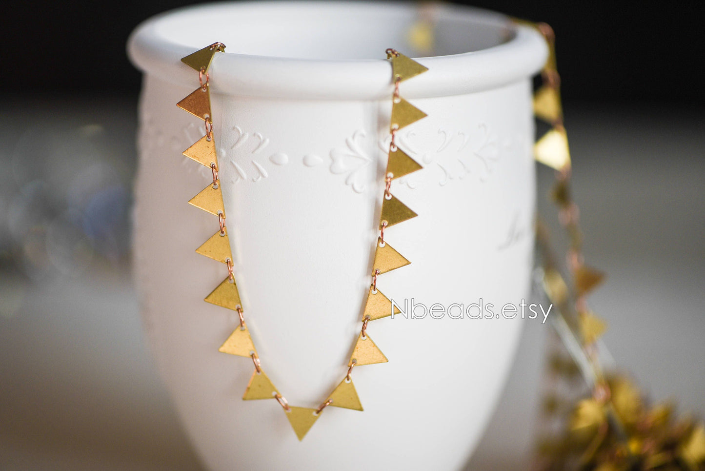 Unplated Raw Brass Triangle Chain 7mm (#LK-031)/ 1 Meter=3.3ft