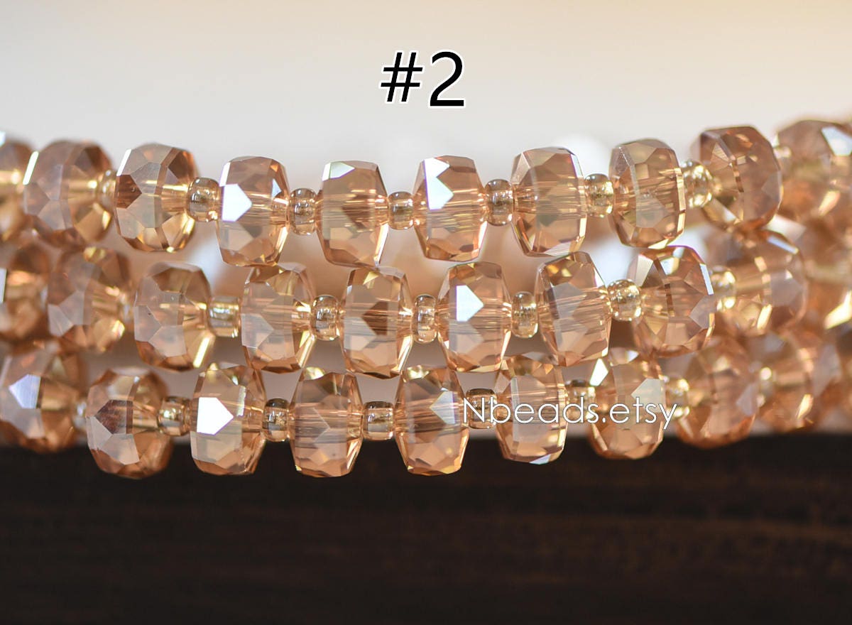 Faceted Crystal Rondelle Beads 8x5mm, Sparkly Glass Spacer Beads 5 Colors -(TS-88)/ 100 beads