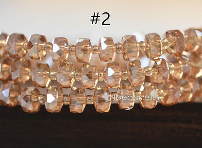 Faceted Crystal Rondelle Beads 8x5mm, Sparkly Glass Spacer Beads 5 Colors -(TS-88)/ 95 beads