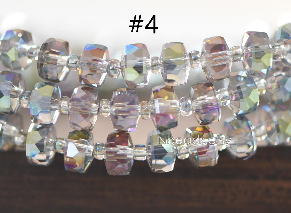Faceted Crystal Rondelle Beads 8x5mm, Sparkly Glass Spacer Beads 5 Colors -(TS-88)/ 100 beads
