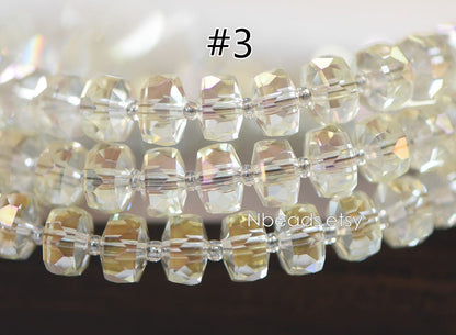 Faceted Crystal Rondelle Beads 8x5mm, Sparkly Glass Spacer Beads 5 Colors -(TS-88)/ 100 beads