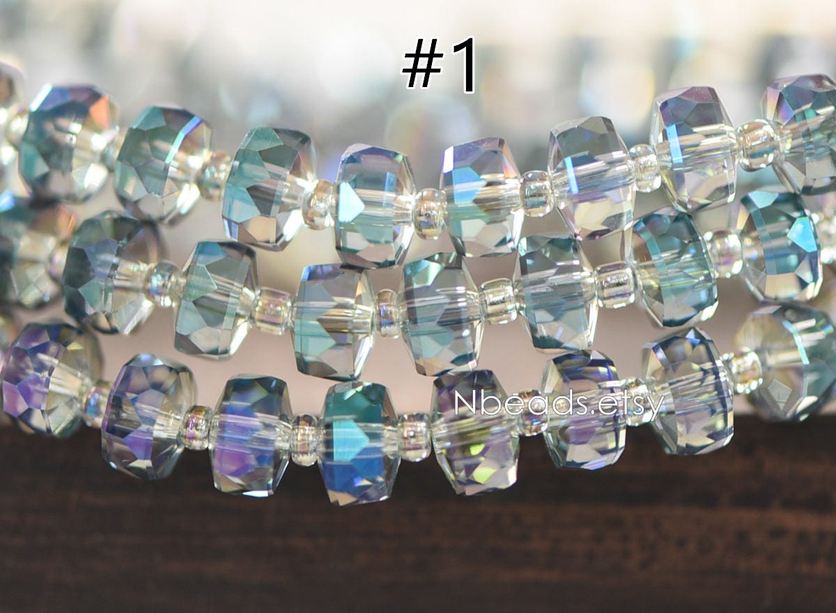 Faceted Crystal Rondelle Beads 8x5mm, Sparkly Glass Spacer Beads 5 Colors -(TS-88)/ 95 beads