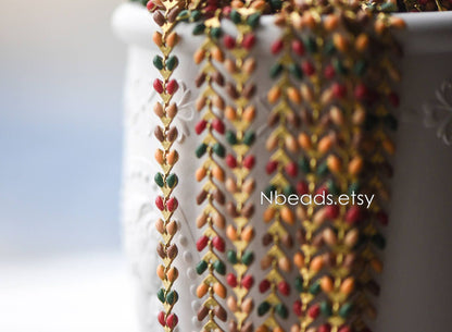 Rainbow Enamel Brass Arrow Chain 6mm, Flat Chevron Chain, Herringbone Fish bone Designer Chain (#LK-046-2)/ 1 Meter=3.3ft