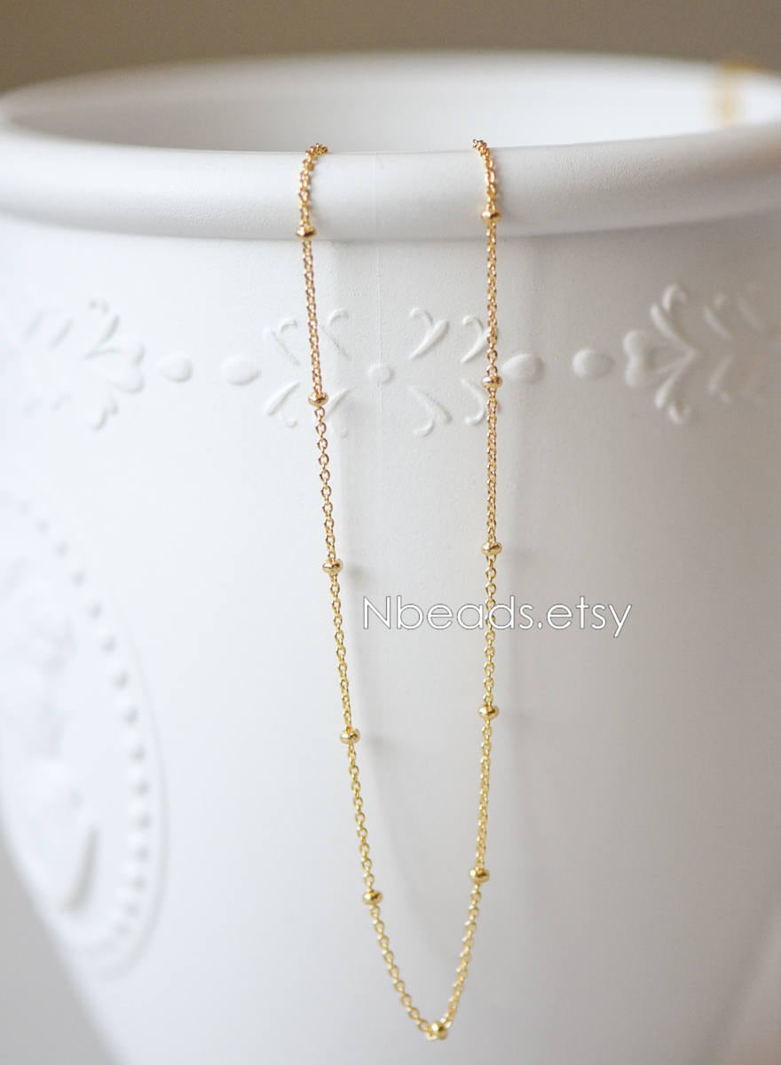 Gold/ Rhodium plated Brass Satellite Chains, 1.3mm Chain with 2mm Rondelle Beads, DIY Necklace Chain Wholesale (#LK-125)/ 1 Meter=3.3 ft