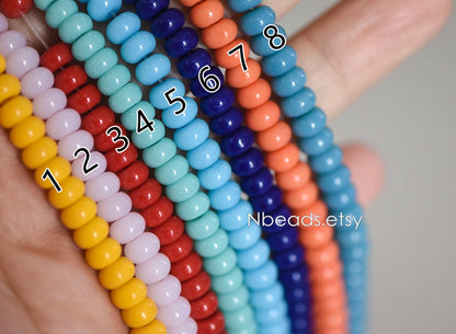 Smooth Rondelle Glass Beads 4x6mm, Candy Color Crystal Spacer Beads (GM-030)/ 145 beads