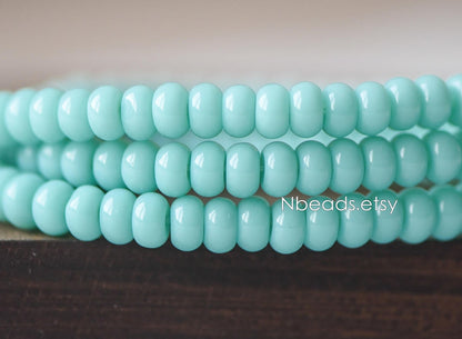 Smooth Rondelle Glass Beads 4x6mm, Candy Color Crystal Spacer Beads (GM-030)/ 145 beads