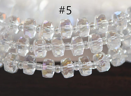 Faceted Crystal Rondelle Beads 8x5mm, Sparkly Glass Spacer Beads 5 Colors -(TS-88)/ 100 beads