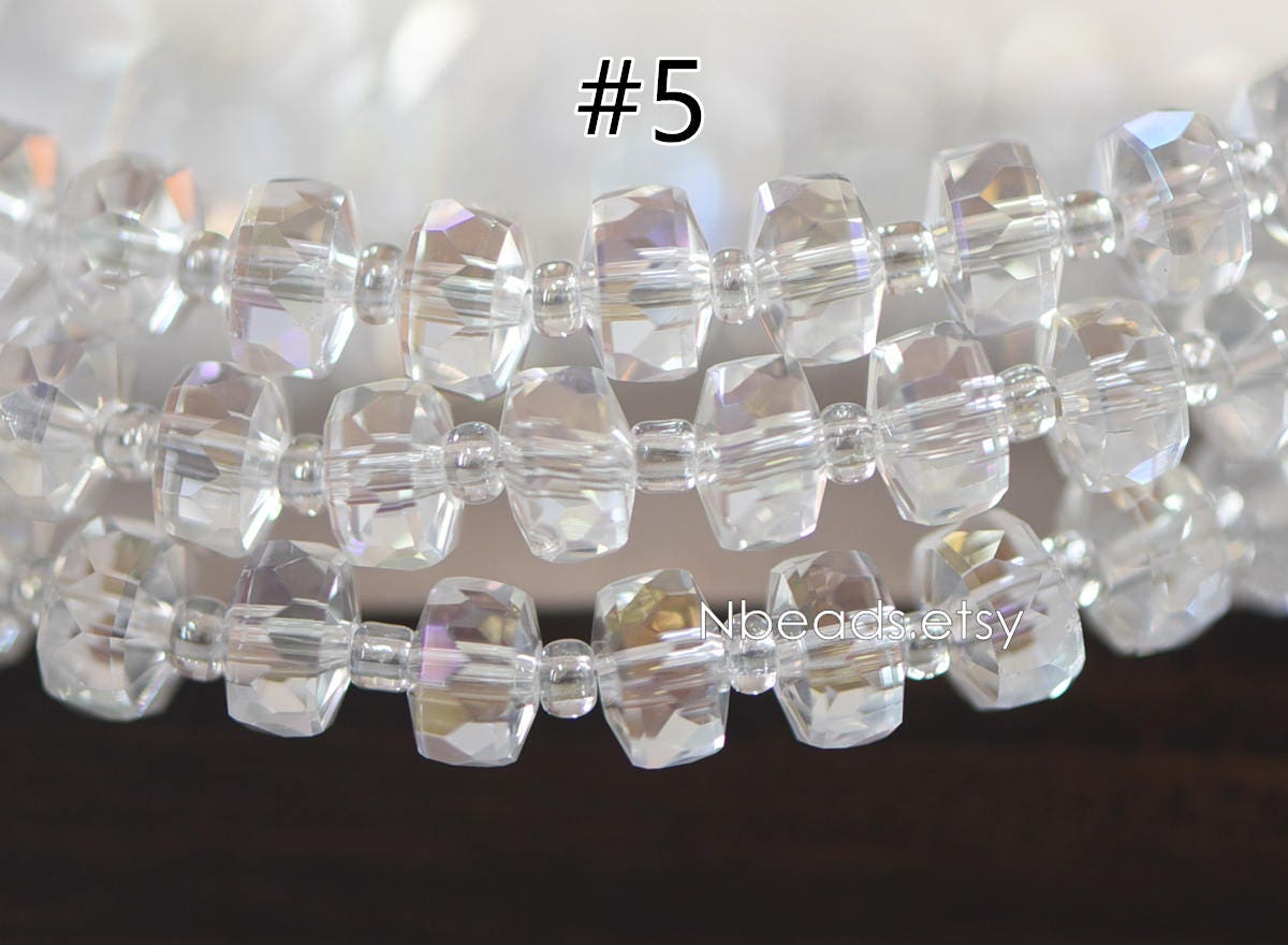 Faceted Crystal Rondelle Beads 8x5mm, Sparkly Glass Spacer Beads 5 Colors -(TS-88)/ 95 beads