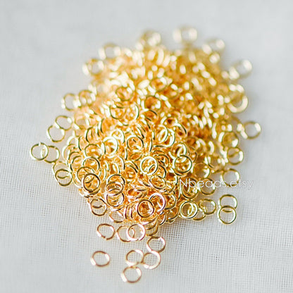 200pcs Gold plated 304 Stainless Steel Open Jump Rings, 2.5/ 3/ 5mm by 0.4mm (26 Gauge) Tiny Loops, Connect Thin Chains (#GB-155)