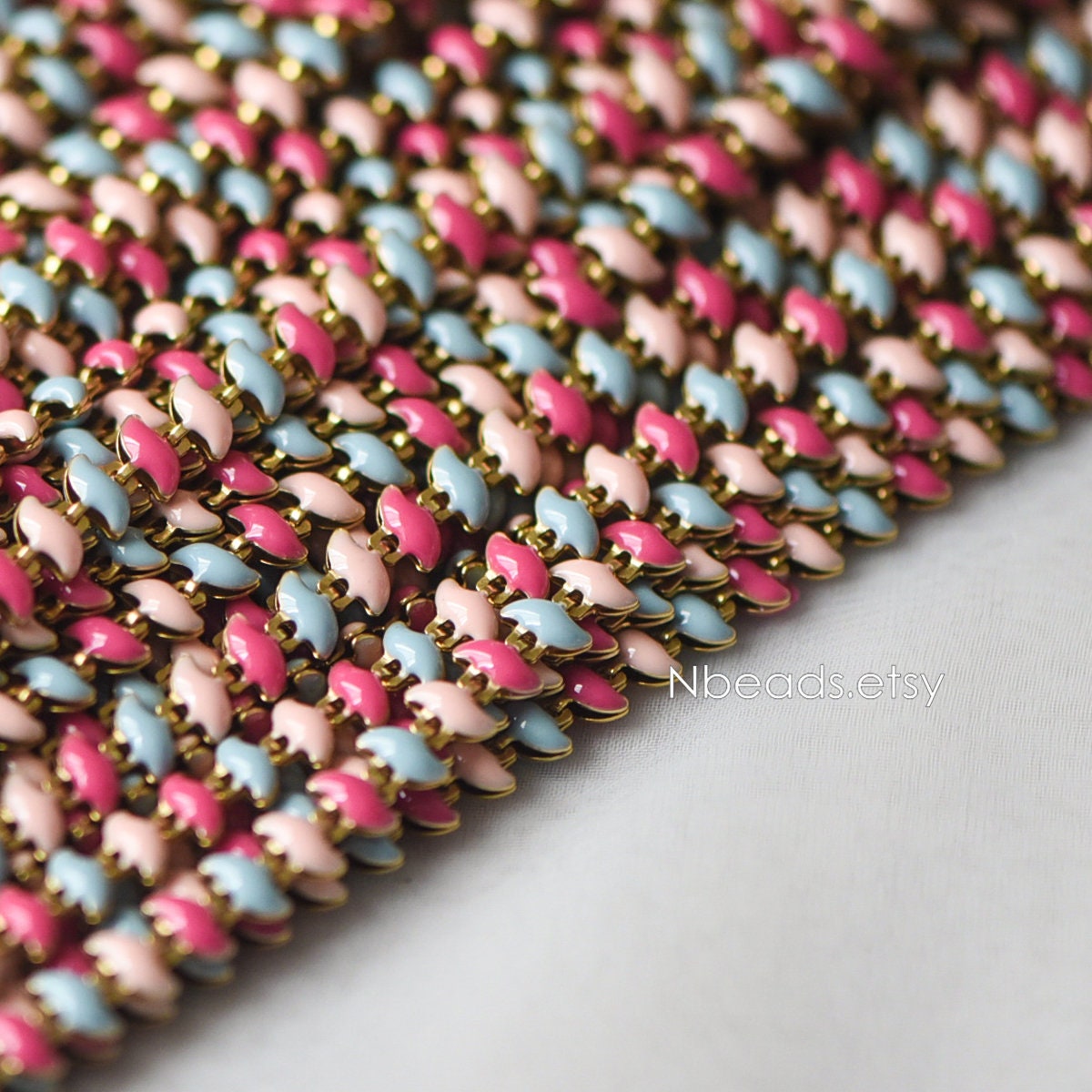 Enamel Brass Designer Chain 6.5mm (#LK-006-1)/ 1 Meter=3.3ft