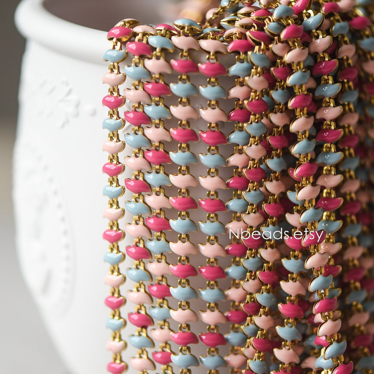 Enamel Brass Designer Chain 6.5mm (#LK-006-1)/ 1 Meter=3.3ft