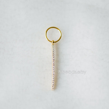 4pcs CZ Micro Pave Long Bar Pendants 35mm, Real Gold plated Brass, Cubic Zirconia Pave Stick Charms (GB-1234-D)