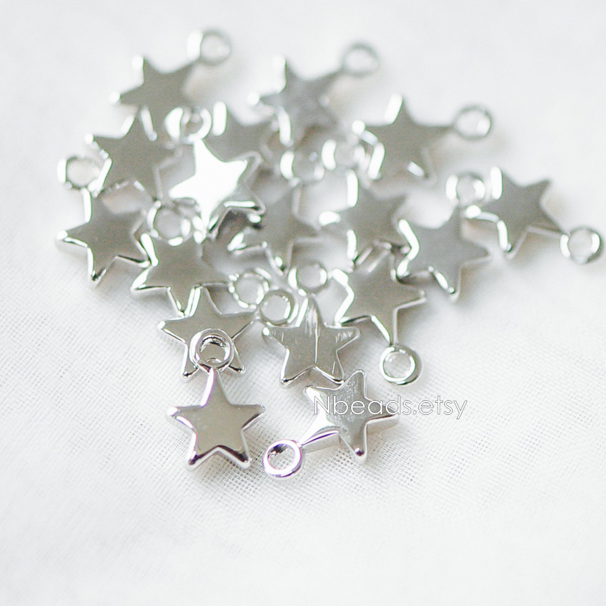 20pcs Gold /Silver Star Charms 10x7mm, Real Gold/ Rhodium plated Brass, Lead Nickel Free (GB-194)