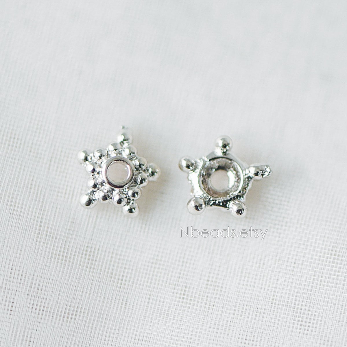 20pcs Gold/ Silver Floral Bead Caps 7mm, Fit 8mm Beads, Real Gold/ Rhodium plated Brass Spacers, Lead Nickel Free (GB-200)