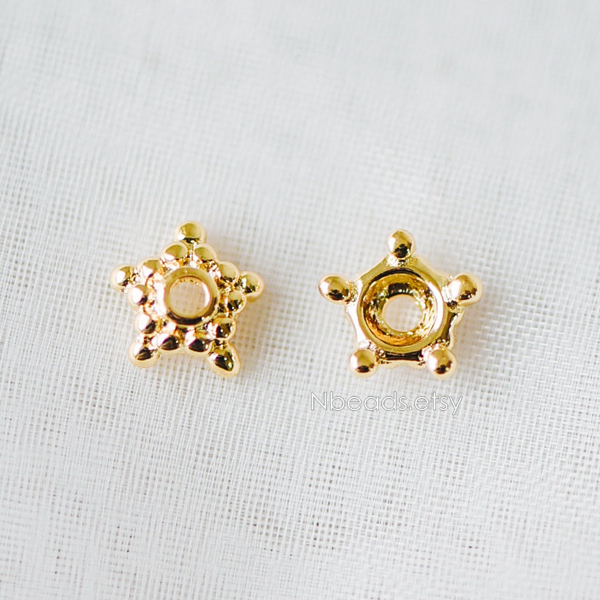 20pcs Gold/ Silver Floral Bead Caps 7mm, Fit 8mm Beads, Real Gold/ Rhodium plated Brass Spacers, Lead Nickel Free (GB-200)