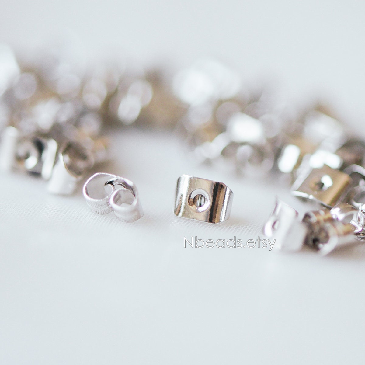 20pcs Silver Ear Nuts, Earring Back Stoppers 5mm/ 7mm, Rhodium plated Brass Jewelry Findings Wholesale (#GB-142-2)