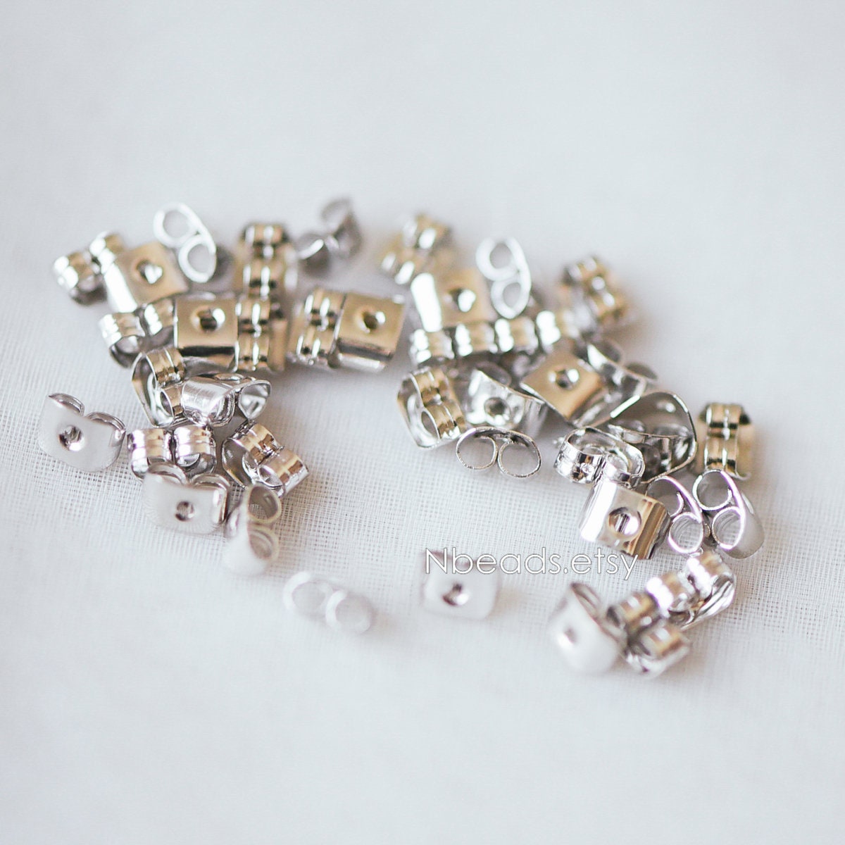 20pcs Silver Ear Nuts, Earring Back Stoppers 5mm/ 7mm, Rhodium plated Brass Jewelry Findings Wholesale (#GB-237)