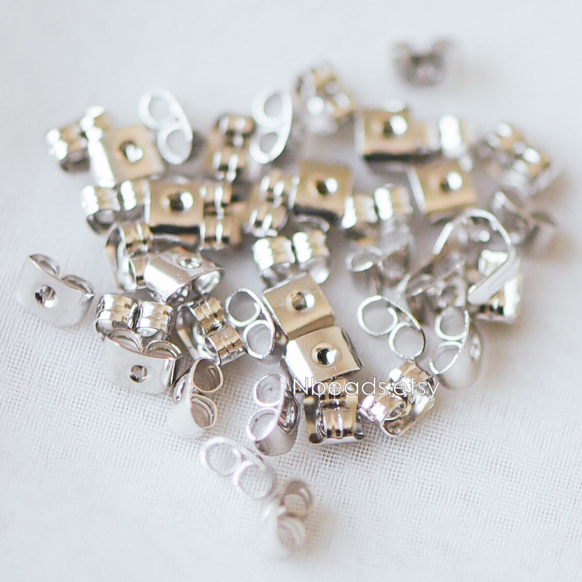 20pcs Silver Ear Nuts, Earring Back Stoppers 5mm/ 7mm, Rhodium plated Brass Jewelry Findings Wholesale (#GB-237)