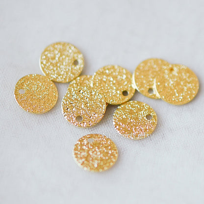 10pcs Gold/ Silver tone Round Disc Charms 8/ 12/ 15mm, Gold/ Rhodium plated Brass Coin Disk Charms (GB-240)