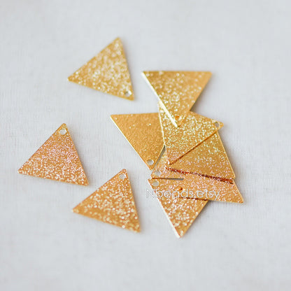 10pcs Gold plated Brass Triangle Charms 15mm, Matte Flat Triangle Disc Pendants (GB-265-B)