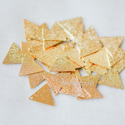 10pcs Gold plated Brass Triangle Charms 15mm, Matte Flat Triangle Disc Pendants (GB-265-B)