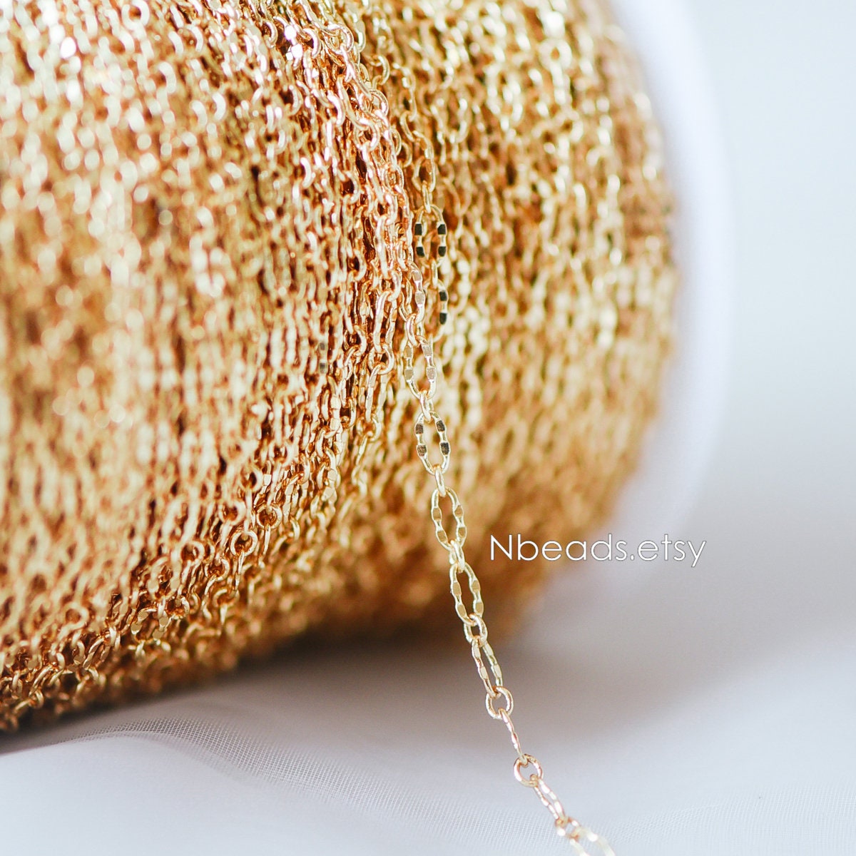 Gold/ Rhodium plated Brass Oval Cable Chains, Real Gold/ Silver Decorative Designer Chain 1.5/ 2/ 2.5mm (#LK-150)/ 1 Meter=3.3 ft