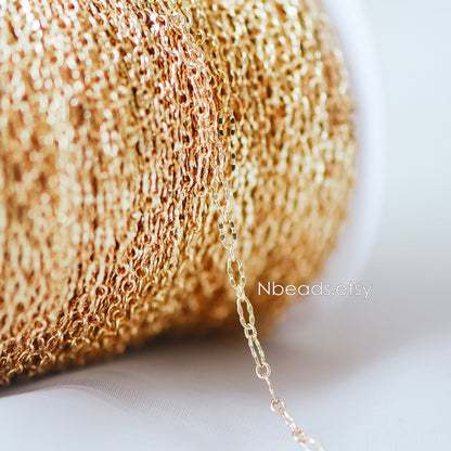 Gold/ Rhodium plated Brass Oval Cable Chains, Real Gold/ Silver Decorative Designer Chain 1.5/ 2/ 2.5mm (#LK-150)/ 1 Meter=3.3 ft