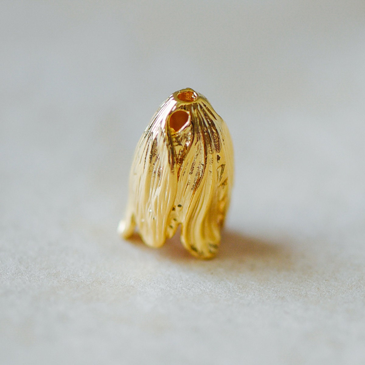 10pcs Large Flower Bead Caps, Real Gold/ Rhodium plated Brass Tulip Cap, Floral Tassel Caps, Lead Nickel Free (GB-057)