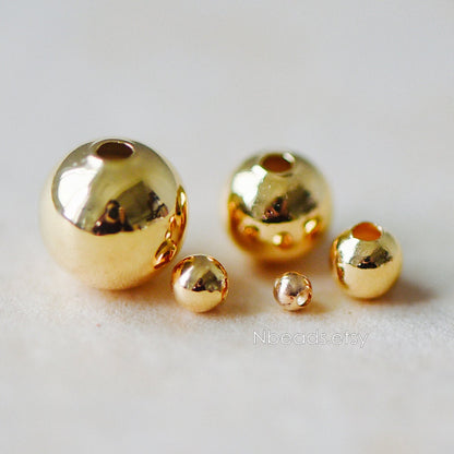 Gold/ Silver tone Smooth Round Spacer Beads, 2/ 3/ 4/ 6/ 7/ 8mm, Gold/ Rhodium plated Brass Spacers Wholesale, Lead Nickel Free (GB-019)