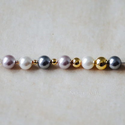 Gold/ Silver tone Smooth Round Spacer Beads, 2/ 3/ 4/ 6/ 7/ 8mm, Gold/ Rhodium plated Brass Spacers Wholesale, Lead Nickel Free (GB-019)