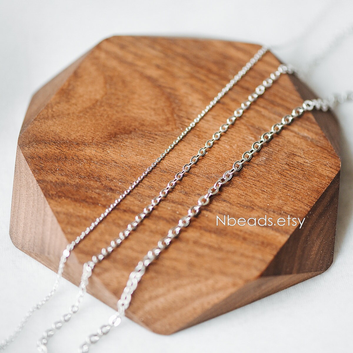 Dainty Silver Flat Oval Cable Chains, Rhodium plated Brass Tiny Chains, 1.2/ 1.4/ 1.6/ 1.8/ 2/ 2.5mm Thin Chains (#LK-001)/ 1 Meter=3.3 ft