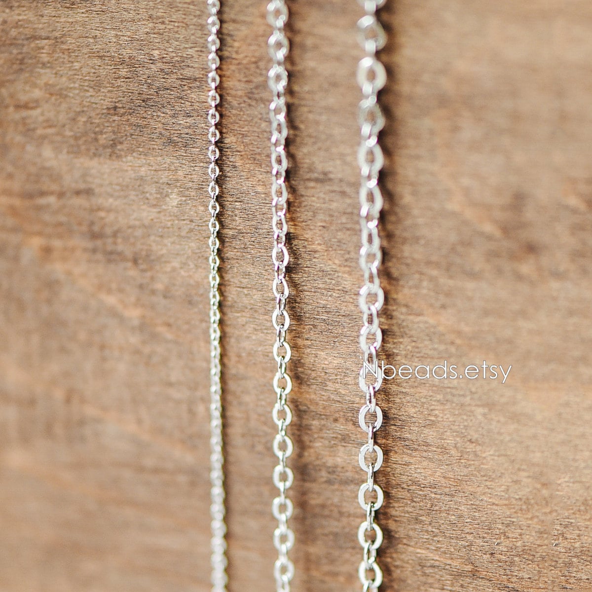 Dainty Silver Flat Oval Cable Chains, Rhodium plated Brass Tiny Chains, 1.2/ 1.4/ 1.6/ 1.8/ 2/ 2.5mm Thin Chains (#LK-001)/ 1 Meter=3.3 ft