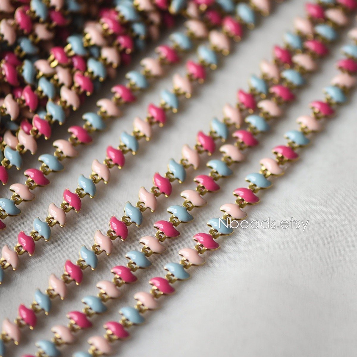 Enamel Brass Designer Chain 6.5mm (#LK-006-1)/ 1 Meter=3.3ft
