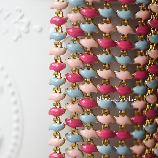 Enamel Brass Designer Chain 6.5mm (#LK-006-1)/ 1 Meter=3.3ft