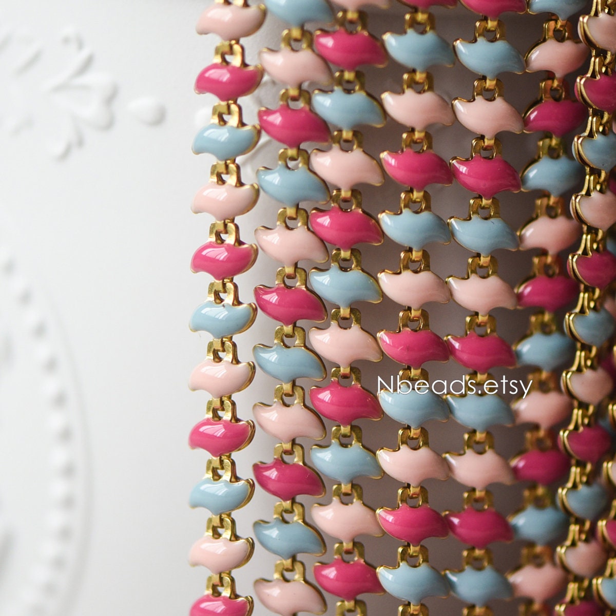 Enamel Brass Designer Chain 6.5mm (#LK-006-1)/ 1 Meter=3.3ft