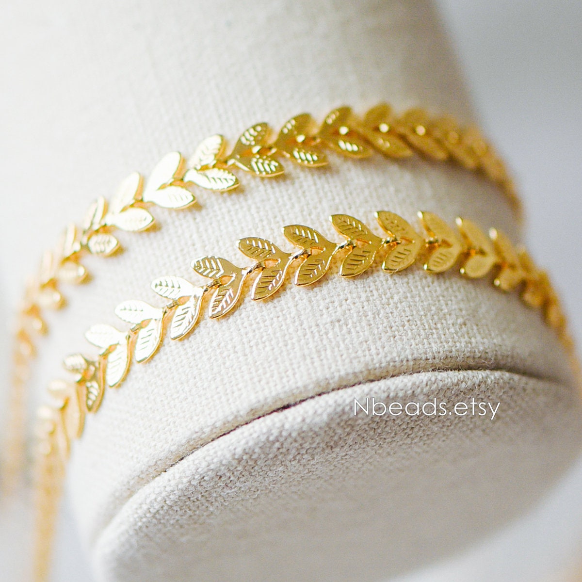 Gold/ Silver plated Brass Leaf Chain, 6.3mm Designer Herringbone Chain (#LK-153)/ 1 Meter=3.3ft