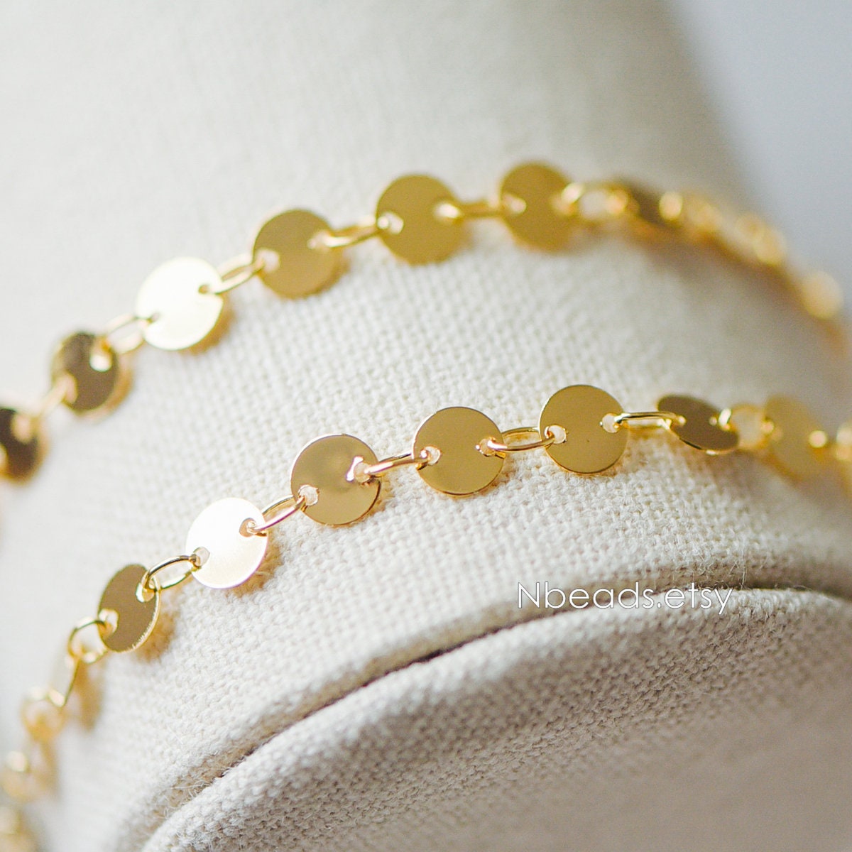 Gold/ Silver tone Round Disc Chains 4mm/ 5mm, Handmade Disk Geometric Chain (#LK-154)/ 1 Meter=3.3 feet