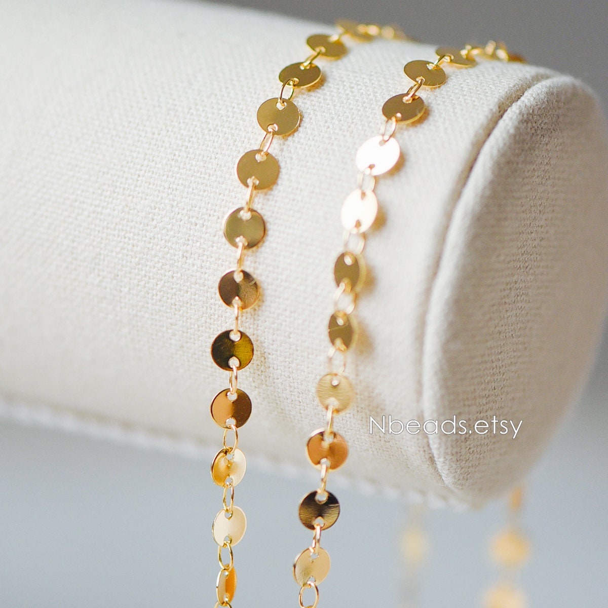 Gold/ Silver tone Round Disc Chains 4mm/ 5mm, Handmade Disk Geometric Chain (#LK-154)/ 1 Meter=3.3 feet