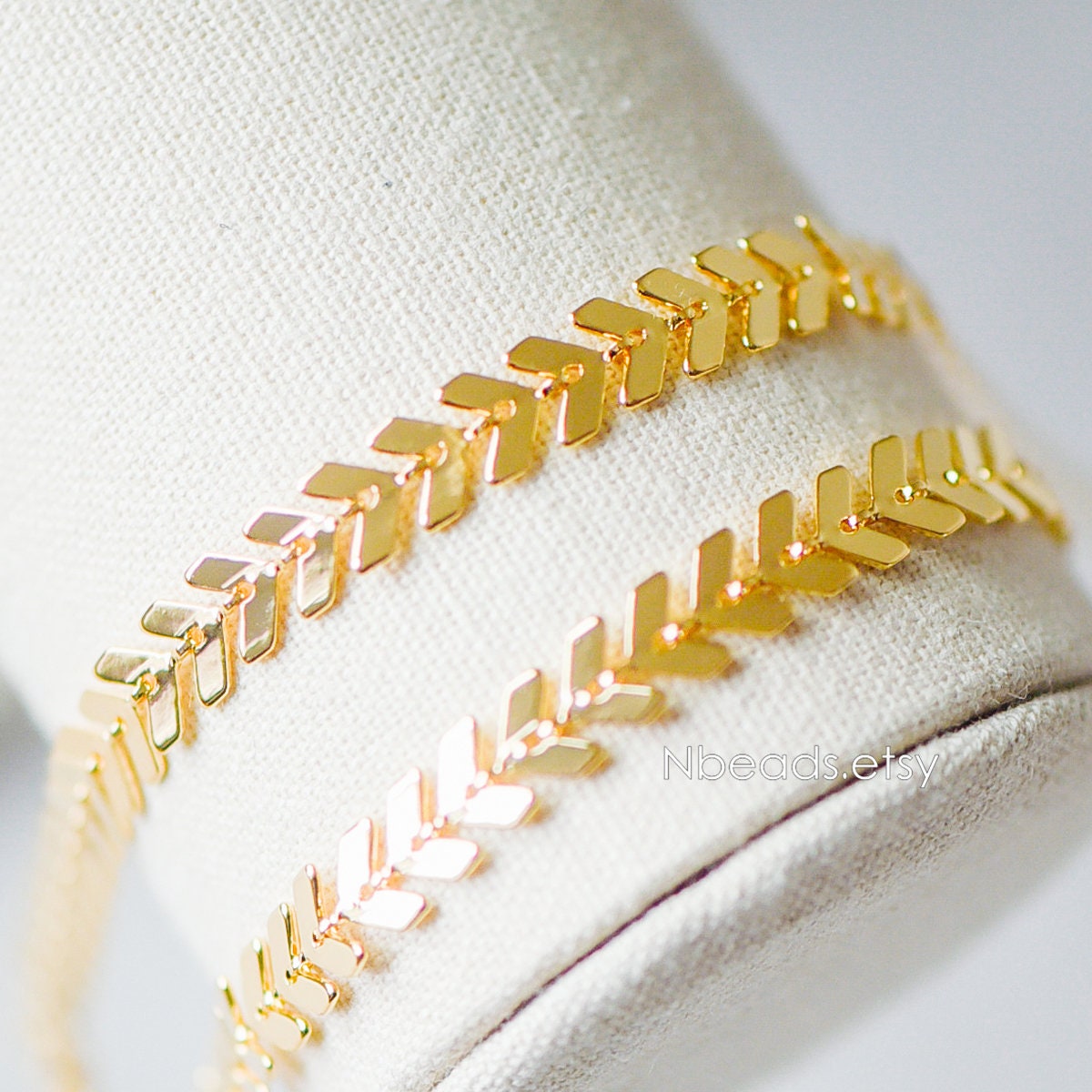 Gold/ Silver/ Rose Gold Flat Chevron Chain 6.3mm, Real Gold/ Rhodium plated Brass, Decorative Herringbone Arrow Chain (#LK-156)/ 1 Meter