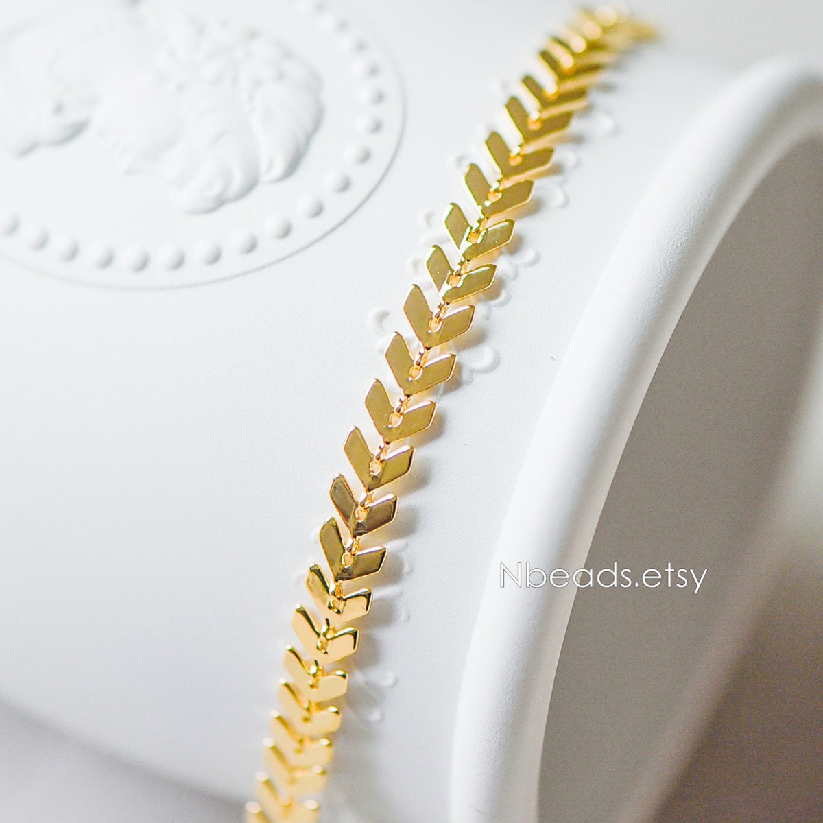 Gold/ Silver/ Rose Gold Flat Chevron Chain 6.3mm, Real Gold/ Rhodium plated Brass, Decorative Herringbone Arrow Chain (#LK-156)/ 1 Meter