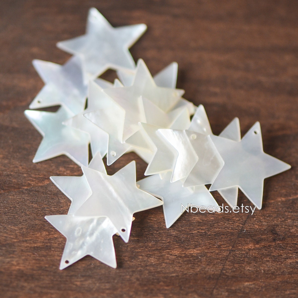 10pcs White Mother of Pearl Shell Star Charm Pendants 13/ 18/ 24mm (#V1317)