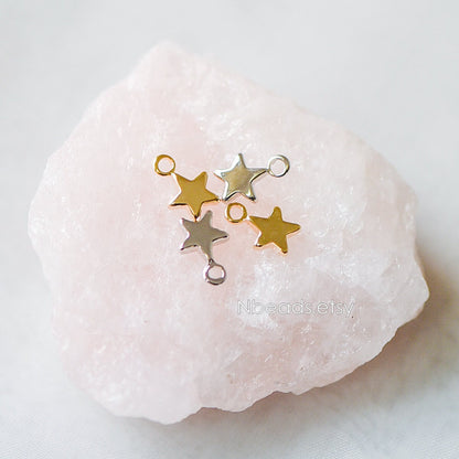 20pcs Gold /Silver Star Charms 10x7mm, Real Gold/ Rhodium plated Brass, Lead Nickel Free (GB-194)