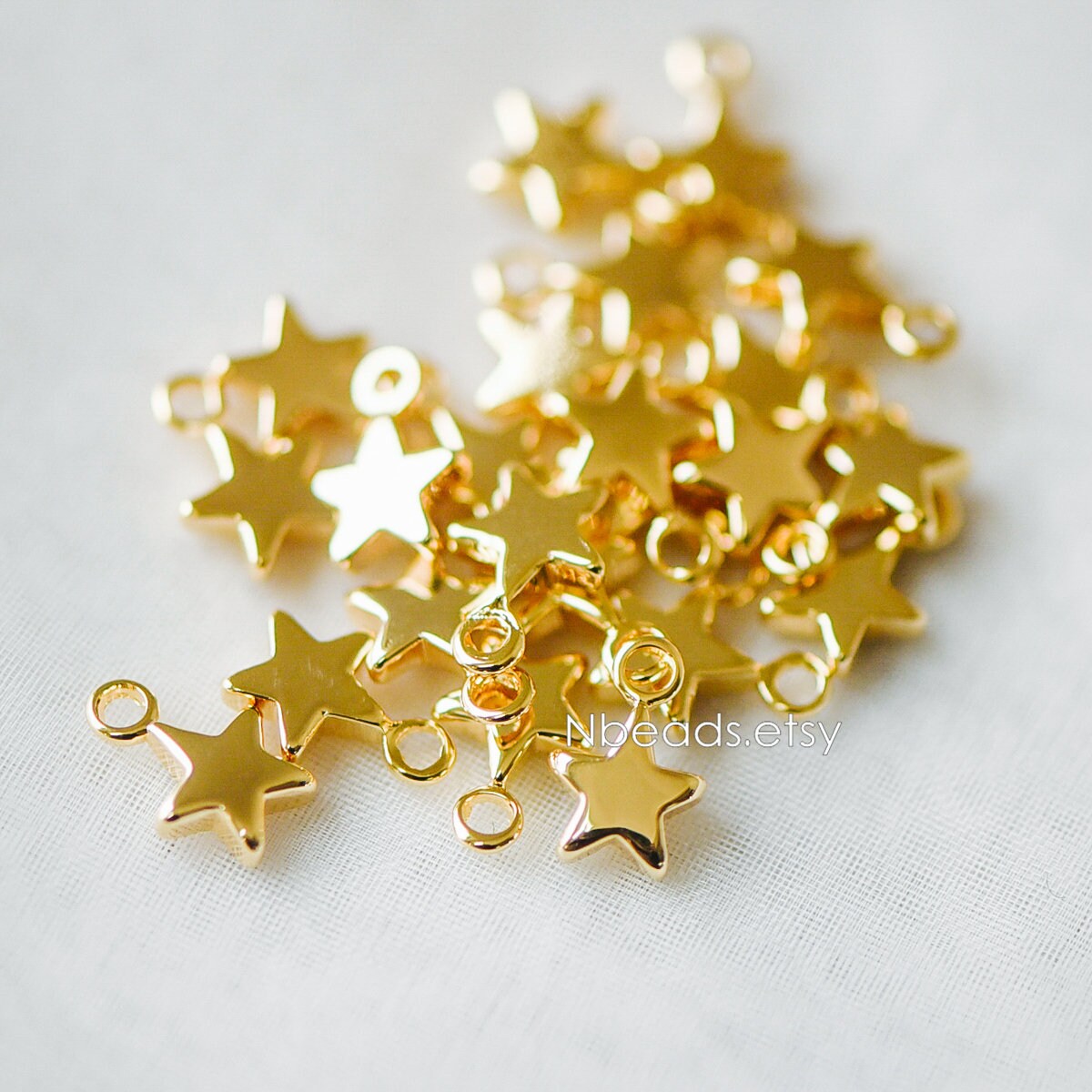 20pcs Gold /Silver Star Charms 10x7mm, Real Gold/ Rhodium plated Brass, Lead Nickel Free (GB-194)