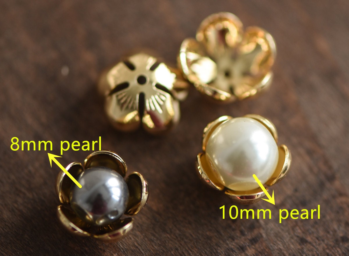 10pcs Gold/ Silver Floral Bead Caps 13mm, Gold/ Rhodium plated Brass, Lead Nickel Free (GB-055)